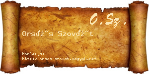 Orsós Szovát névjegykártya